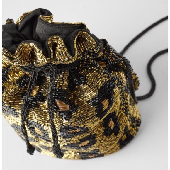 Zara Bohemian Beaded Bucket Bag New - Picture 4 of 8